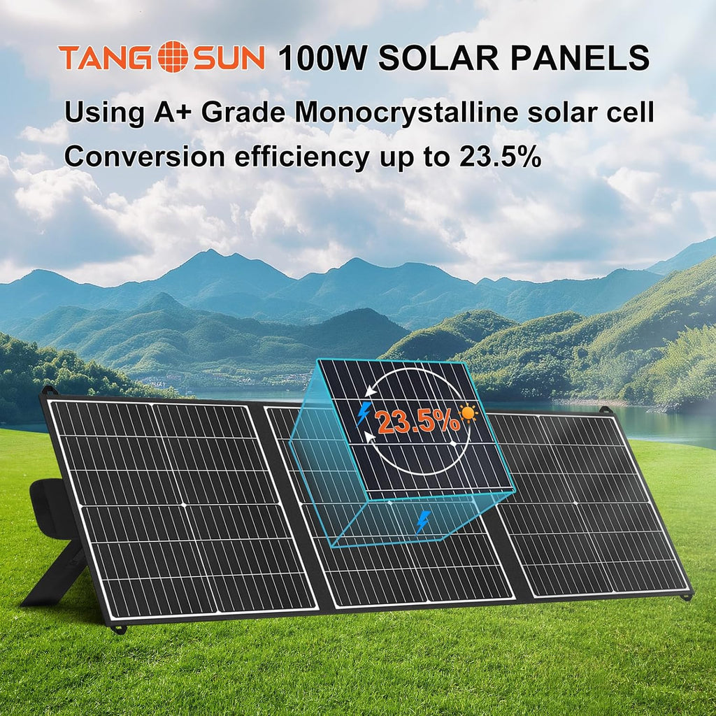 100W Solar Panel, Ultra-Light Portable Solar Panel, Mono 23.5% Efficiency | 20V Foldable Solar Charger for