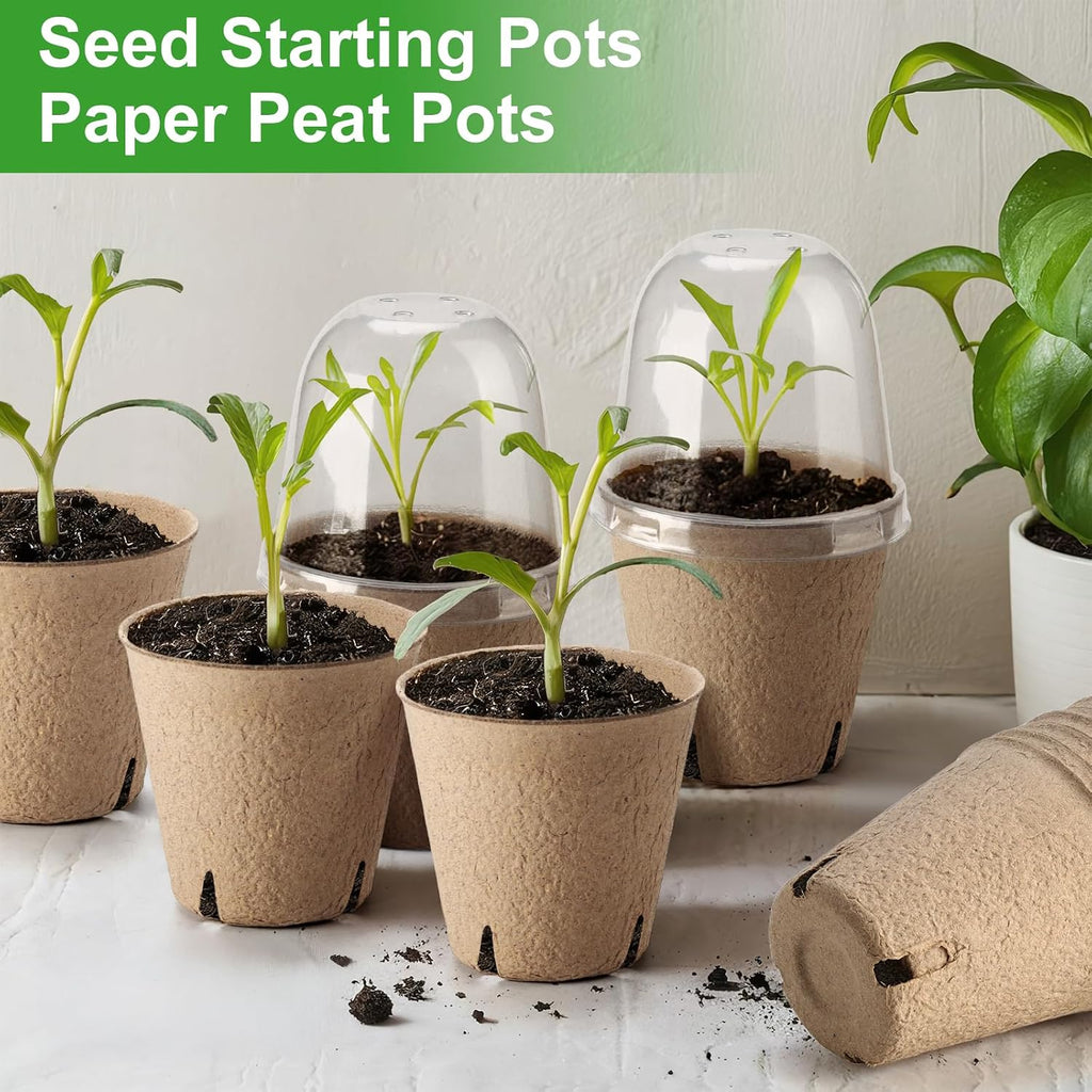 36 Set 3.15 Inch Peat Pots Plant Starters for Seedling with Humidity Dome,Herb Seed Starter Pots Kits, Garden