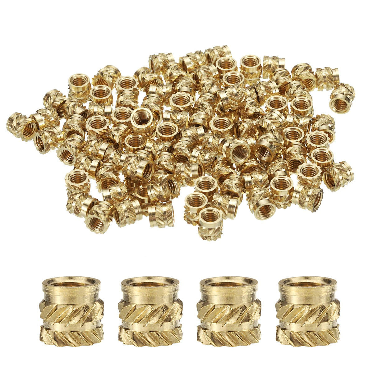 uxcell 50pcs M4 Threaded Inserts Brass Heat Set Insert M4x5.5mm, OD 6mm Knurled Insert Nuts, 3D Printing Brass Nuts Female Threaded Inserts Nuts