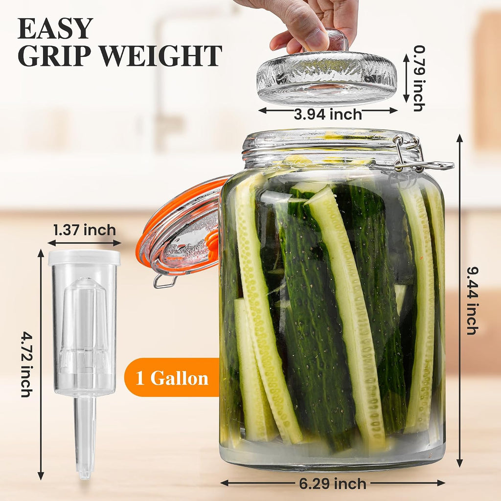 1 Gal Fermentation Kit, Jars, Weights & Airlocks, 2 Pack | Perfect for Sauerkraut, Kimchi, Kombucha and Pickles
