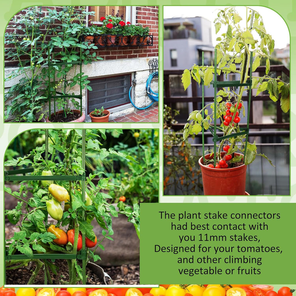 24 Pcs Garden Adjustable Stake Arms for Tomato Cage 10 to 14'' Plant Stake Connectors Expandable Trellis Climbing Rod