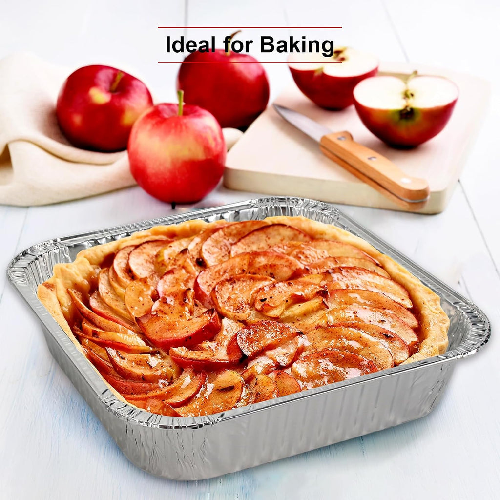 25 Pack 8x8 Square Aluminum Foil Pans with Lids, Disposable