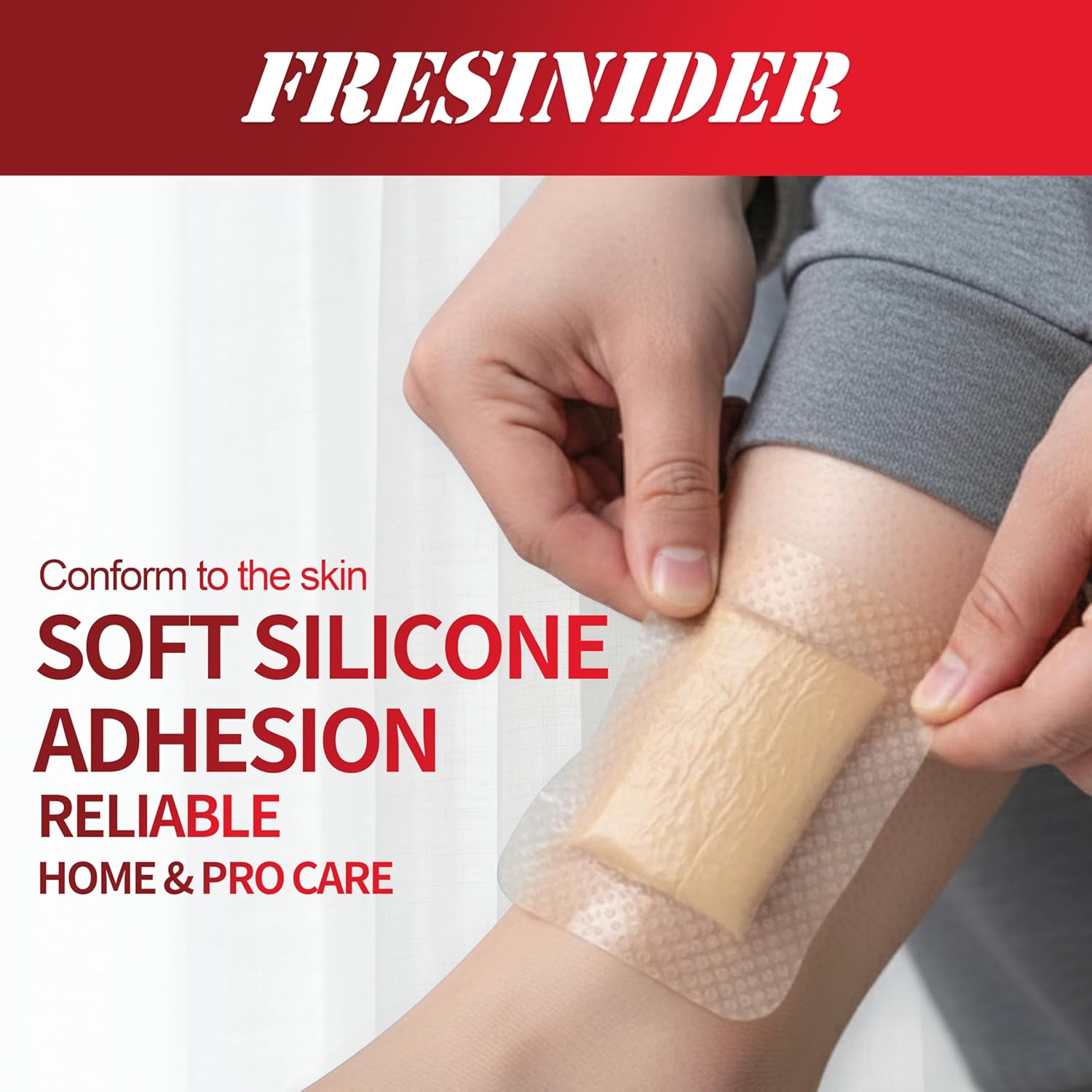Silicone Foam Dressing with Adhesive Border – Wound Dressing Bandage – Silicone Foam Pad – Pack of 10 – 3 x 3 Inches