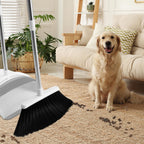 Broom and Dustpan Set, 52" Adjustable Handle Broom, White