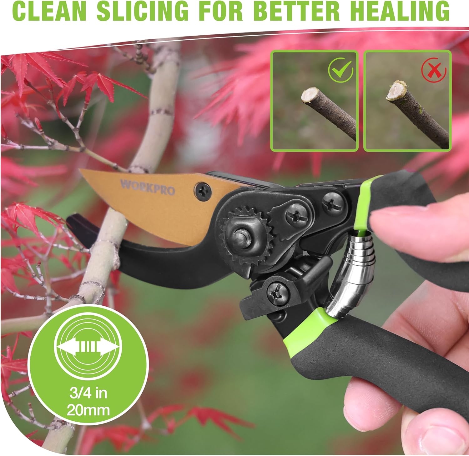 8.5" Bypass Pruning Shears, Die-cast Aluminum Handle, Garden Shears with Sharp SK5 Blade, Garden Clippers, Hand