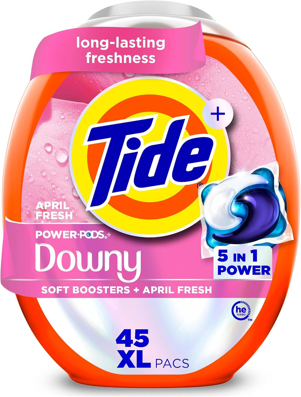 Power PODs + Downy Laundry Detergent Pods, 45 Count, Soft Boosters + April Fresh