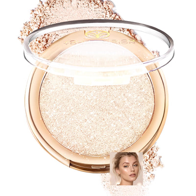 Pressed Powder Face Highlighter, Champagne Gold Radiant Glow