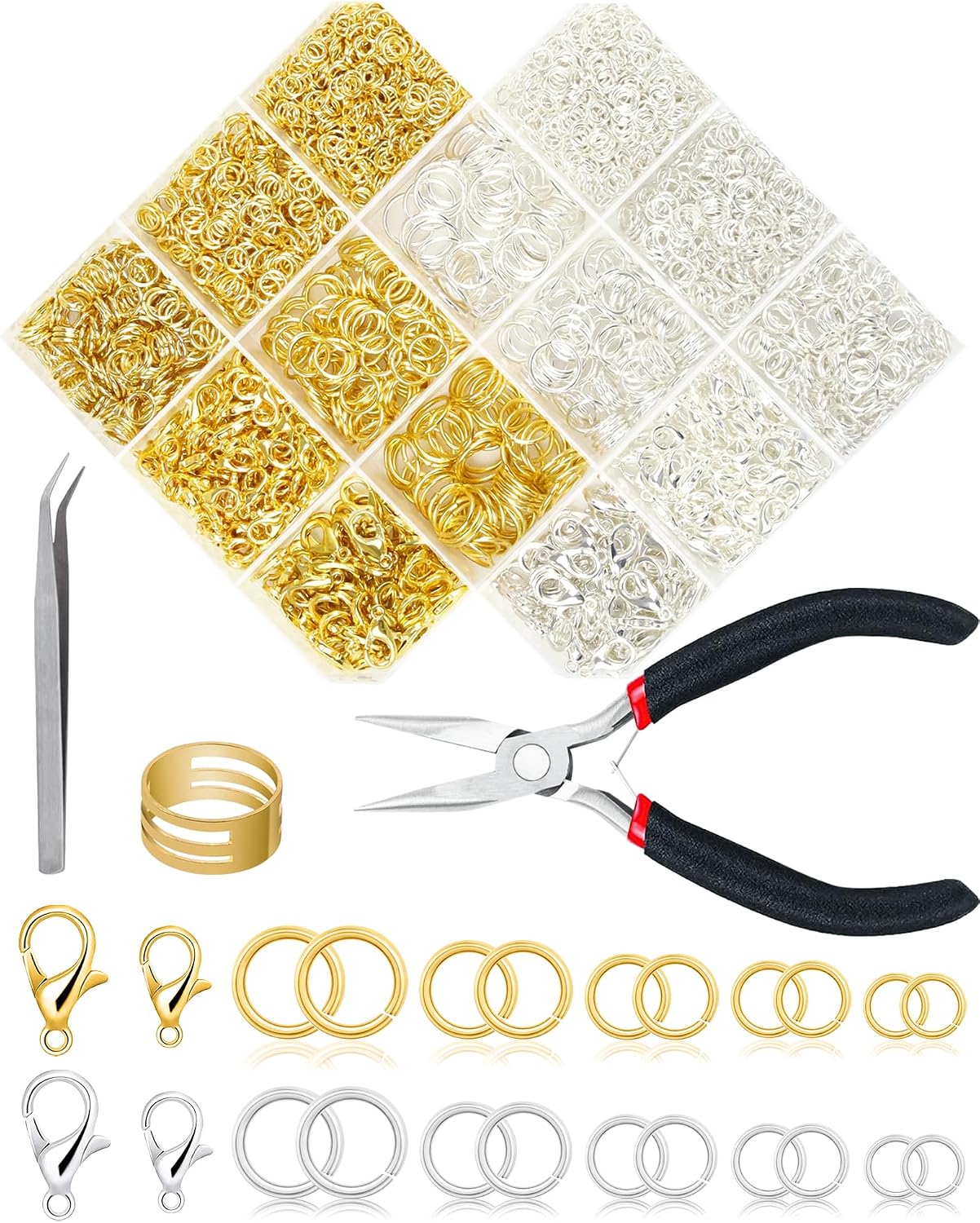 2400PCS Jump Rings Kit for Jewelry Making and Craft Supplies ﻿﻿ ﻿ | Gold/Silver Jump Rings,Lobster Clasps &