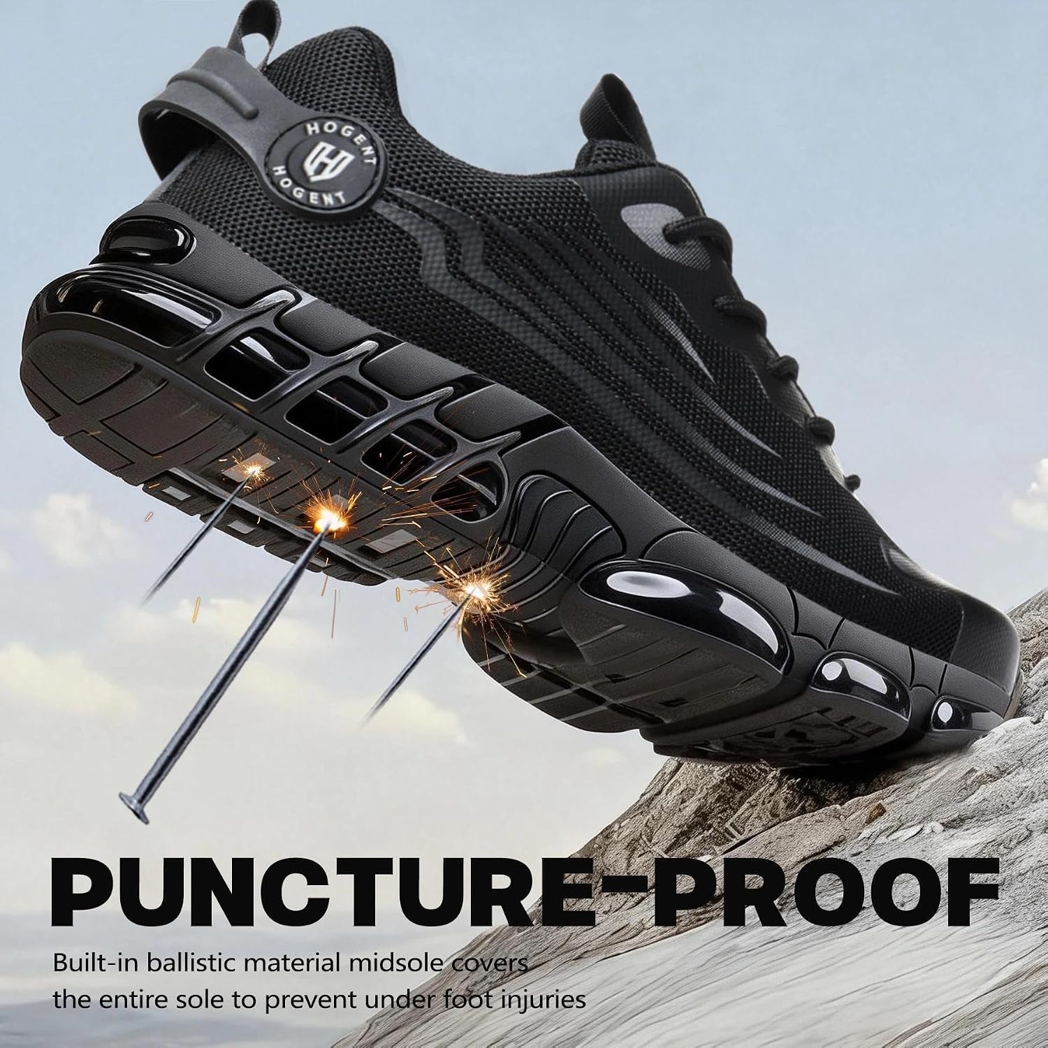 Steel Toe Shoes for Men, Cushioned Safety Work Sneakers | Steel toe, anti-puncture Kevlar midsole, wear-resistant