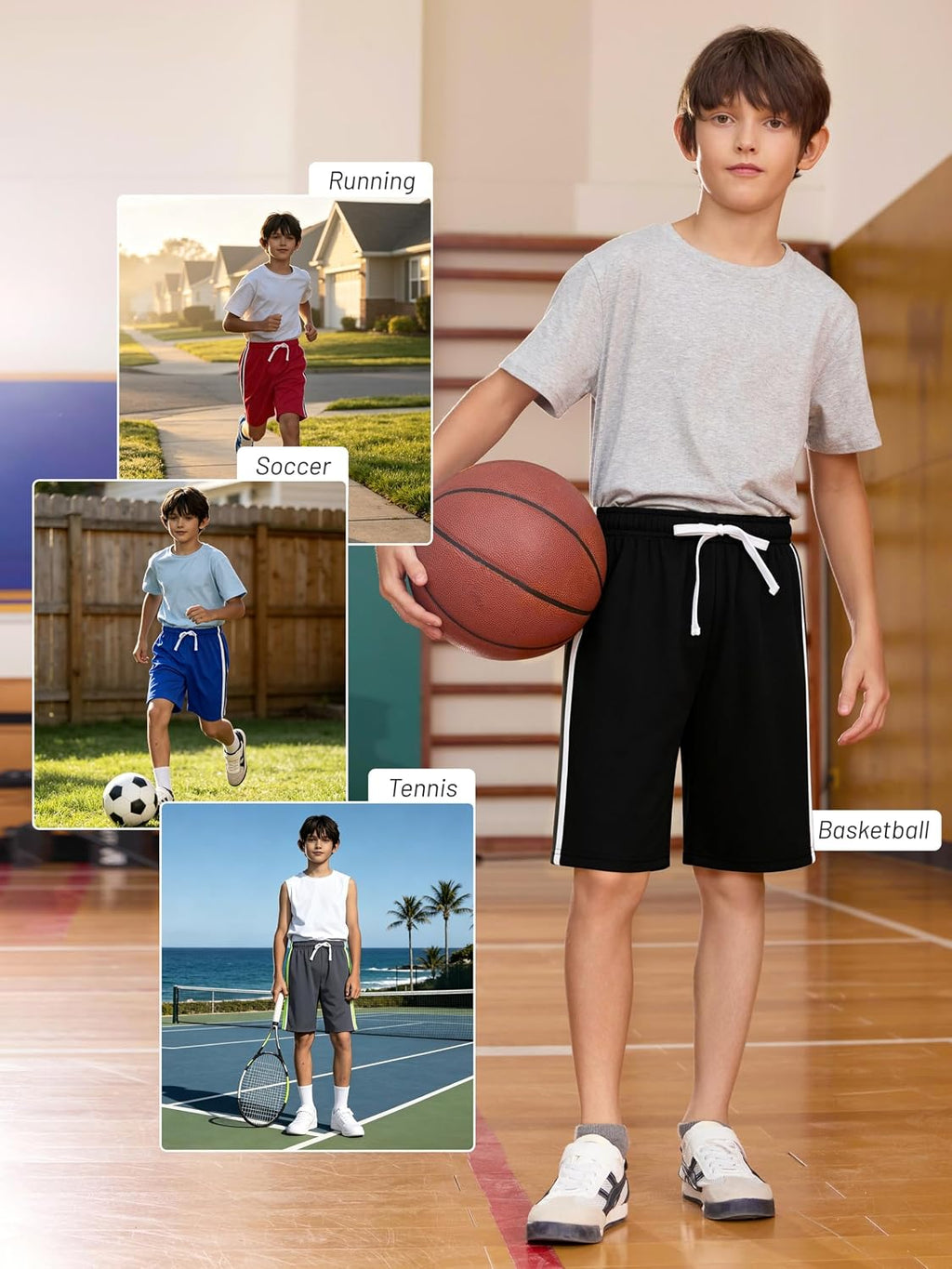 5 Pack Boys Athletic Shorts Mesh Basketball Soccer Quick Dry Shortss | Dry-Fit,Toddler Kids Clothes,Outdoor Active