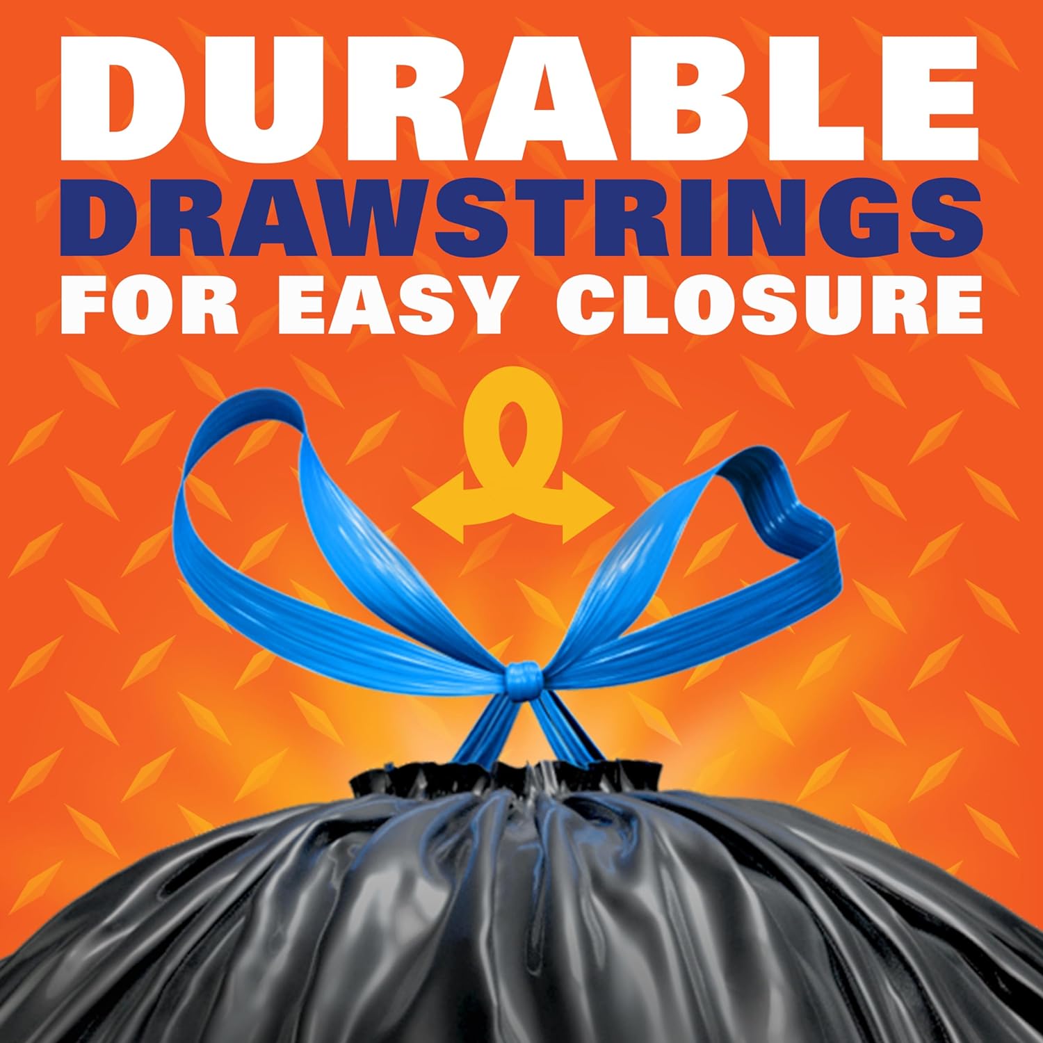 Strong 30 Gallon Trash Bags with Drawstrings, Black, Unscented, 74ct