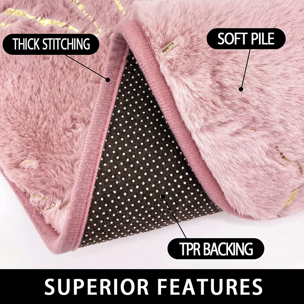Marble Bathroom Rugs and Mats Set 3 Piece Nonslip Pink Bathroom Mats Soft Washable Bath Mat for Bathroom Floor Mats