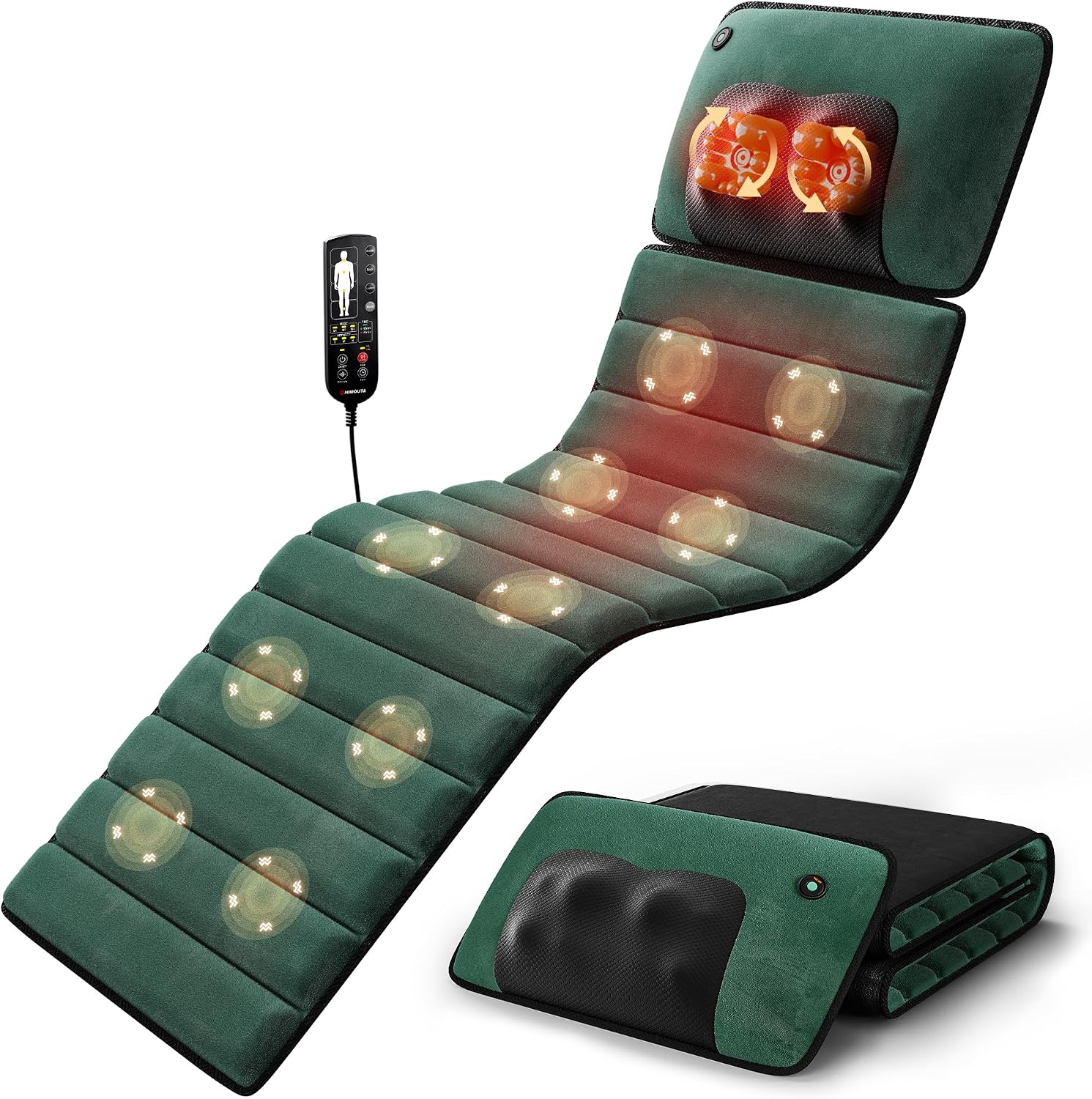 Full Body Massage Mat with Heat, Detachable Massager Pad Deep Tissue Pain Relief,10 Vibrating Motors for Relaxation
