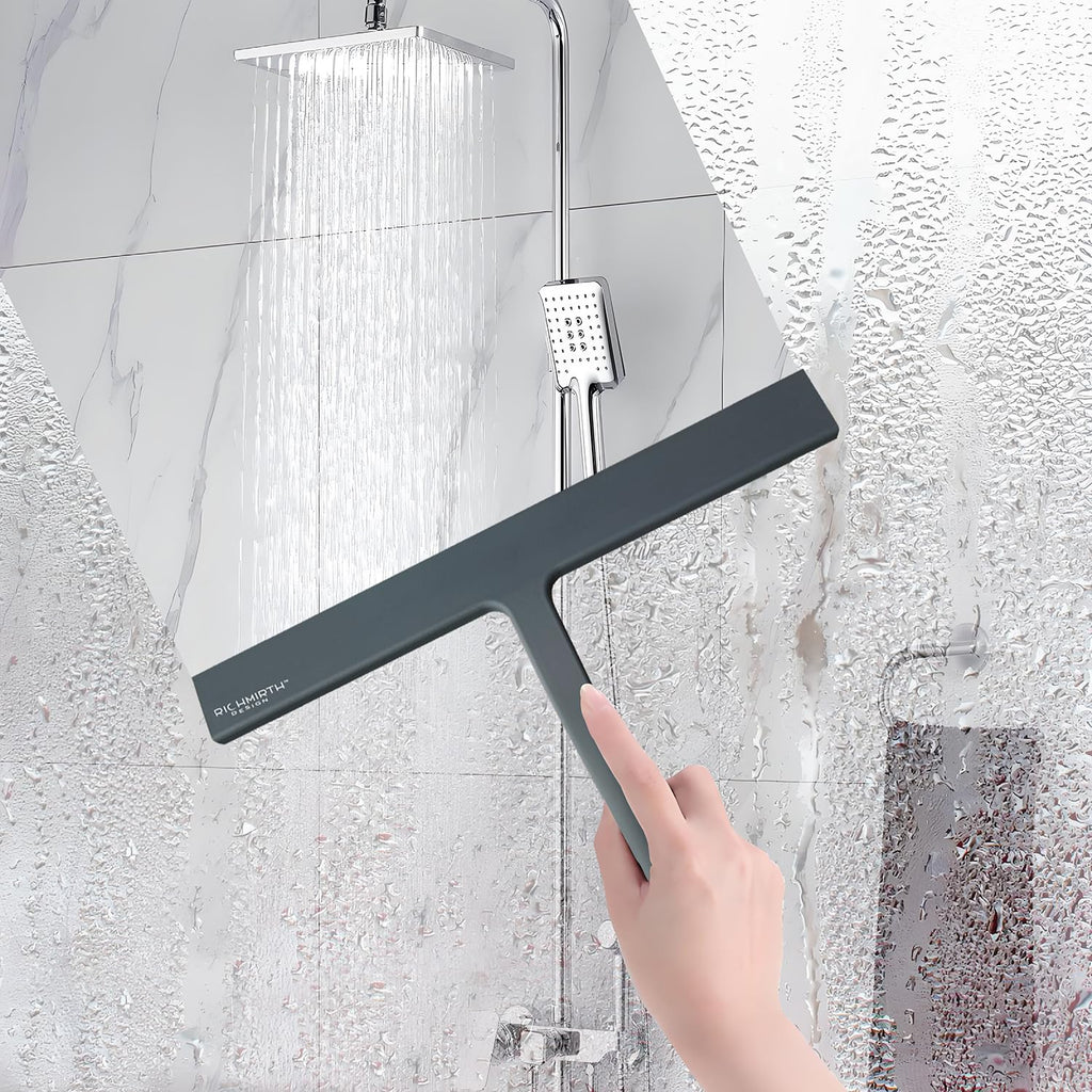 Shower Squeegee for Glass Doors, RICHMIRTH 11" Inch Width Silicone Rubber Blade Squeegee Window Cleaner Tool Squeegee