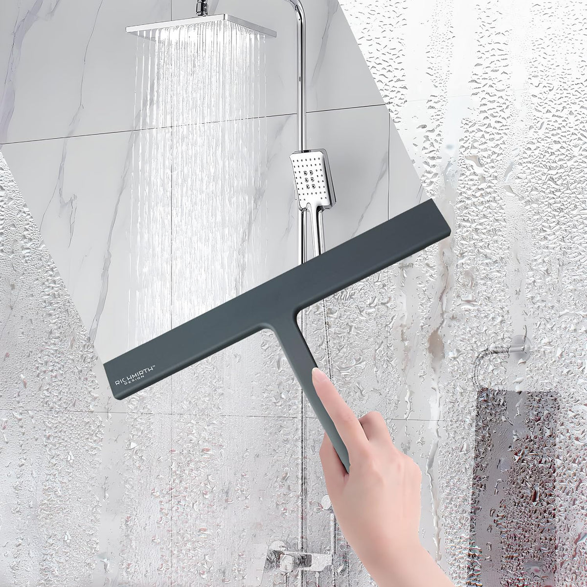 Shower Squeegee for Glass Doors, RICHMIRTH 11" Inch Width Silicone Rubber Blade Squeegee Window Cleaner Tool Squeegee