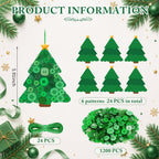 24 Christmas Tree Craft Kit with Buttons, Green