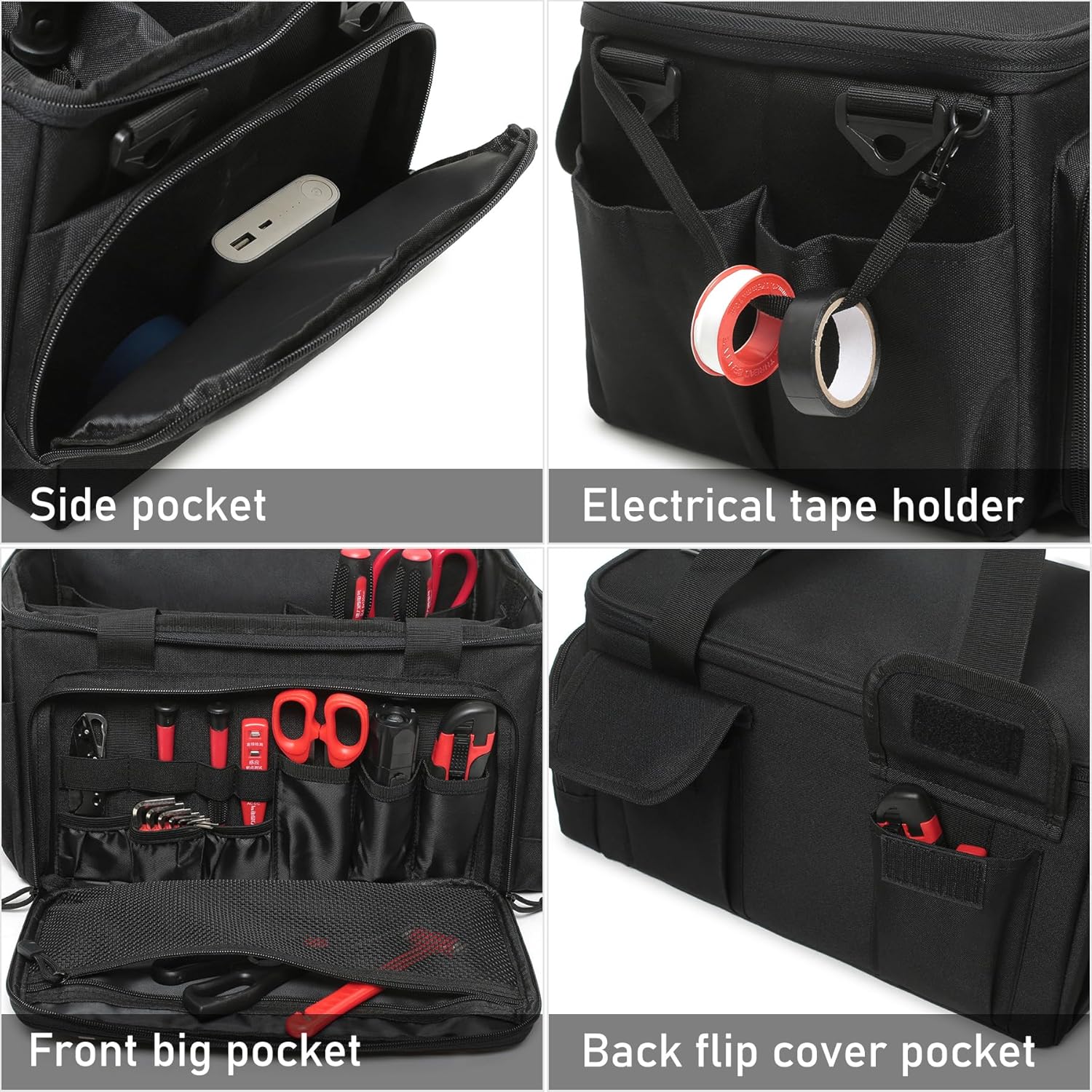 15-Inch Tool Bag Multi-purpose Tool Organizer Bag For Men with Shoulder Strap, Tactical Range Bag Work Tote for