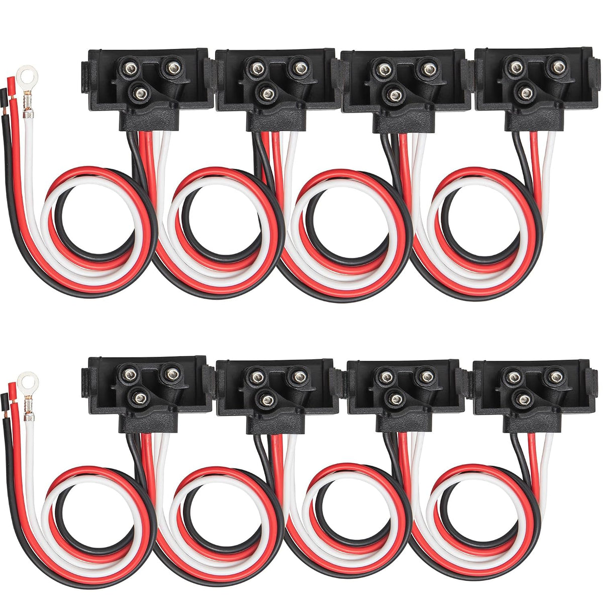 8PCS 3 Pin Trailer Light Connector, Right Angle 3 Wire Pigtail Harness 20AWG for Truck Trailer Stop Turn Tail Brake