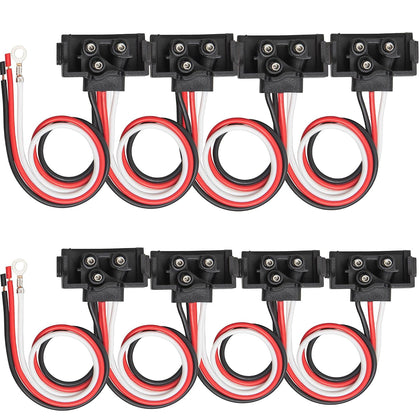 8PCS 3 Pin Trailer Light Connector, Right Angle 3 Wire Pigtail Harness 20AWG for Truck Trailer Stop Turn Tail Brake