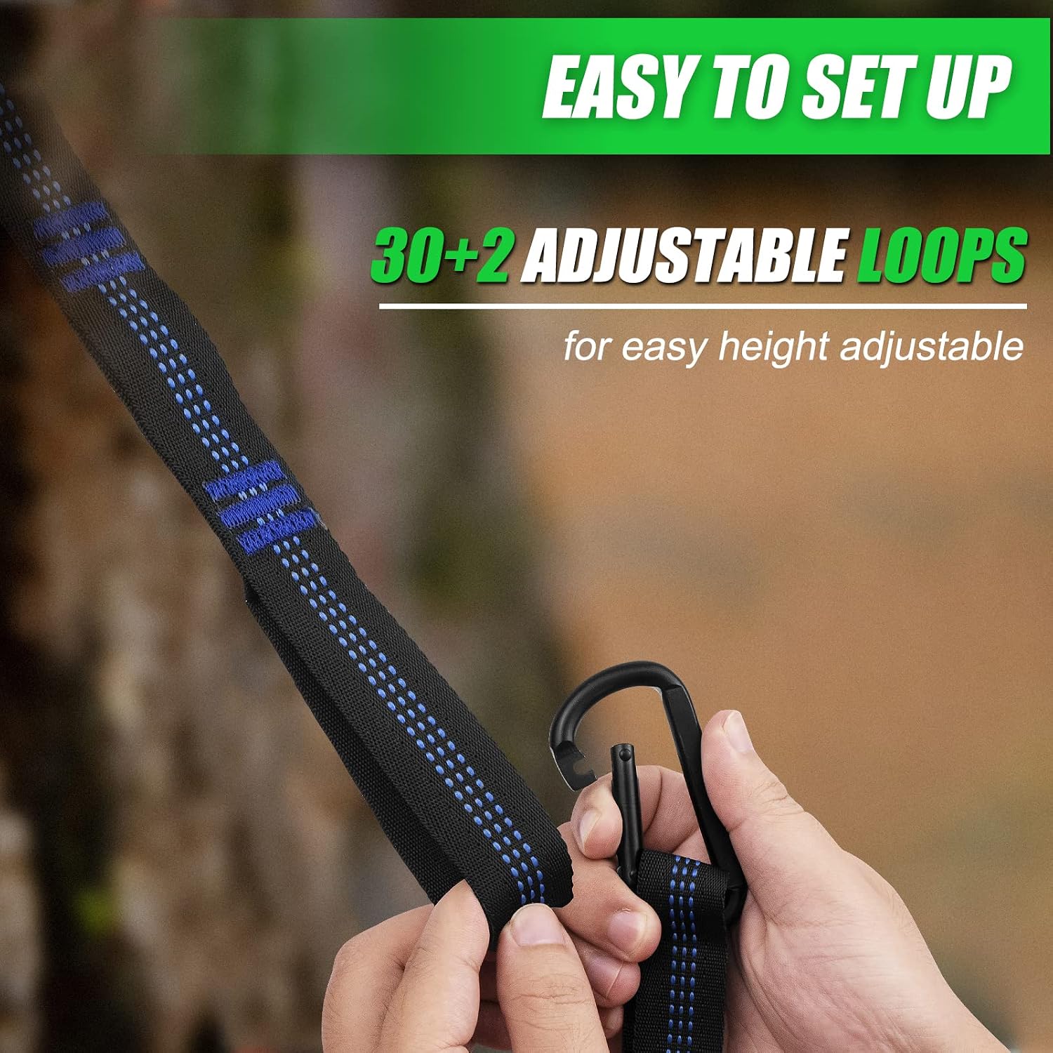 Hammock Straps – Camping Hammock Tree Straps Set | 20 ft Long Combined, 30+2 Loops, 2000 LBS Heavy Duty Strap for