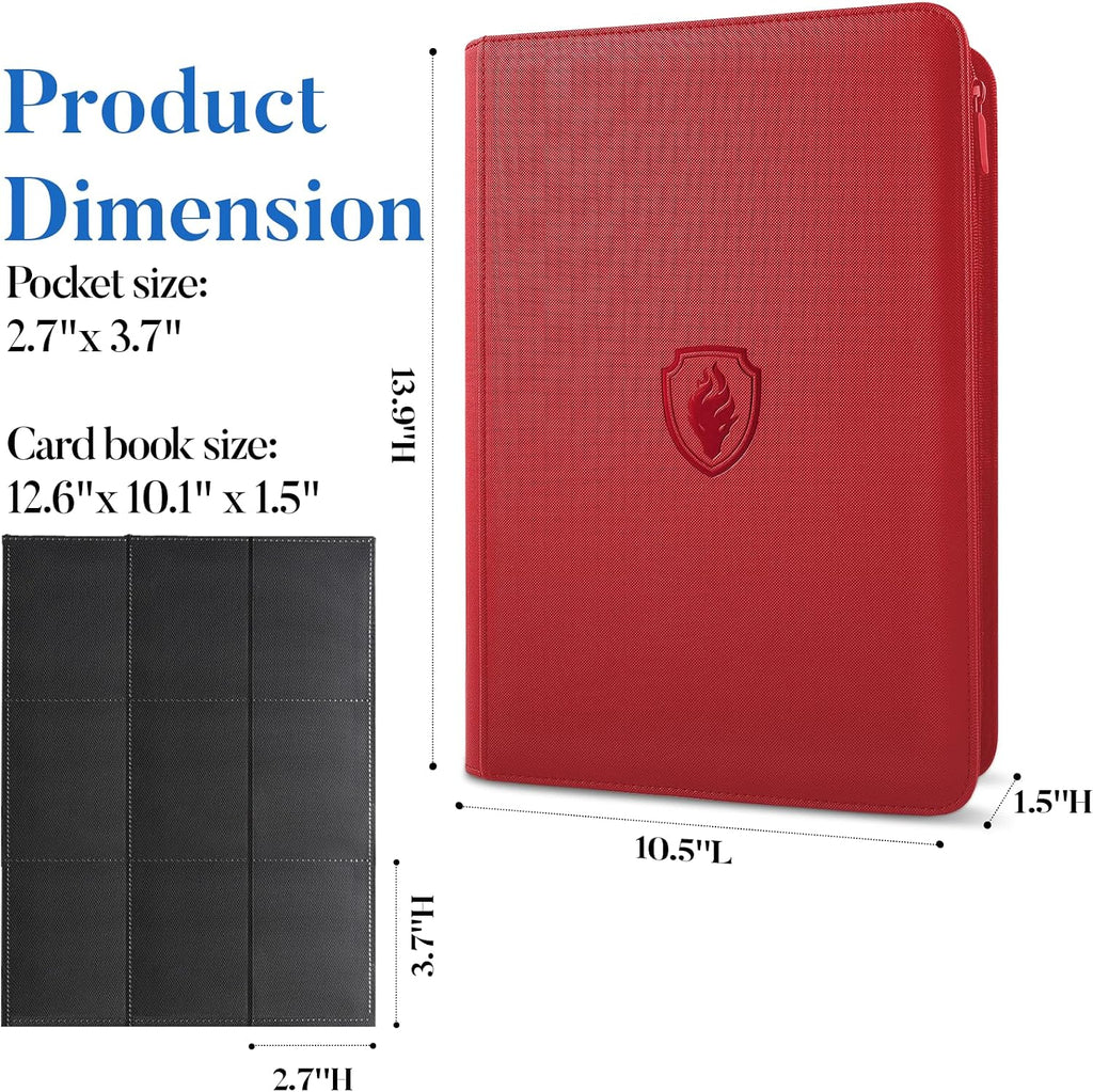Premium Zip Card Binder, Fabmaker 9 Pocket Trading Card Binder PU Cover | Zipper Card Collection Album for 360 Cards