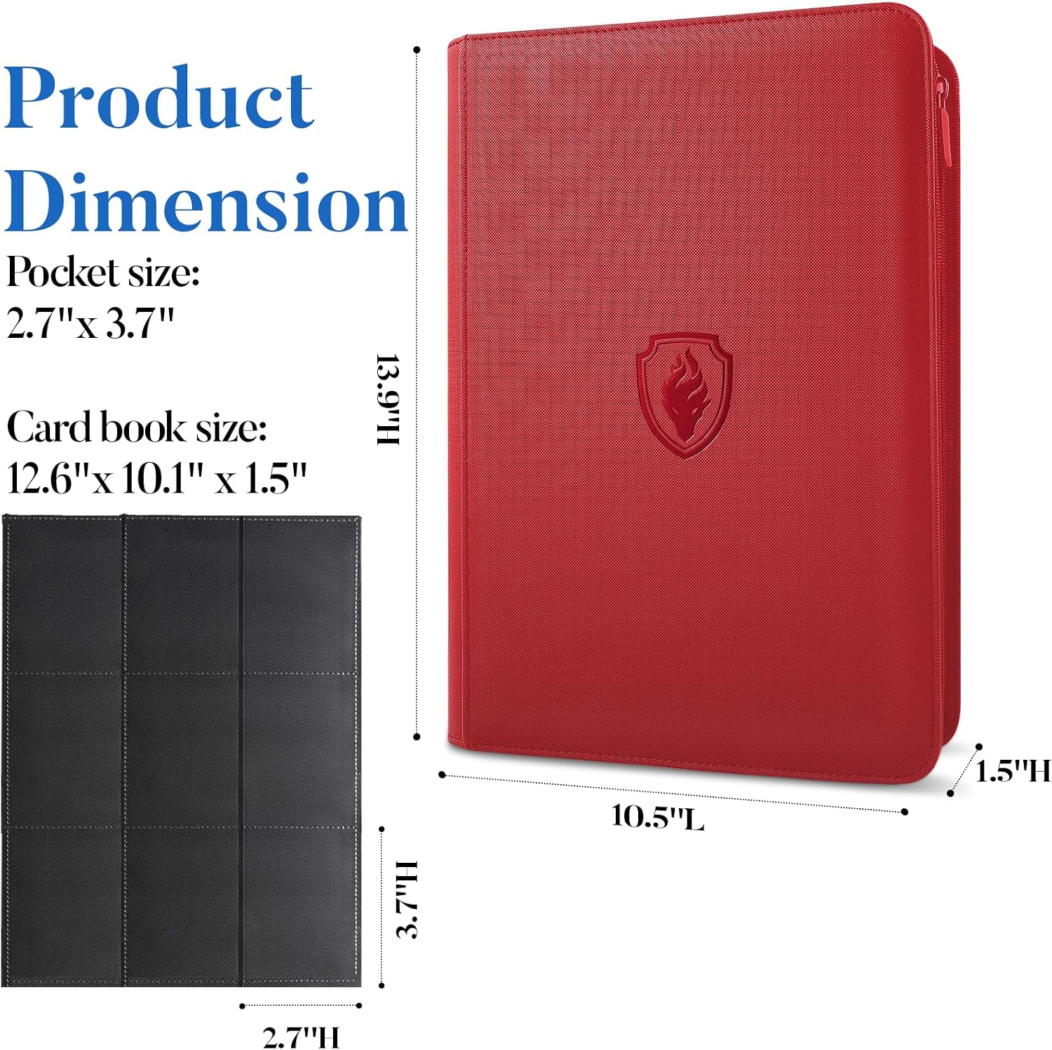 Premium Zip Card Binder, Fabmaker 9 Pocket Trading Card Binder PU Cover | Zipper Card Collection Album for 360 Cards