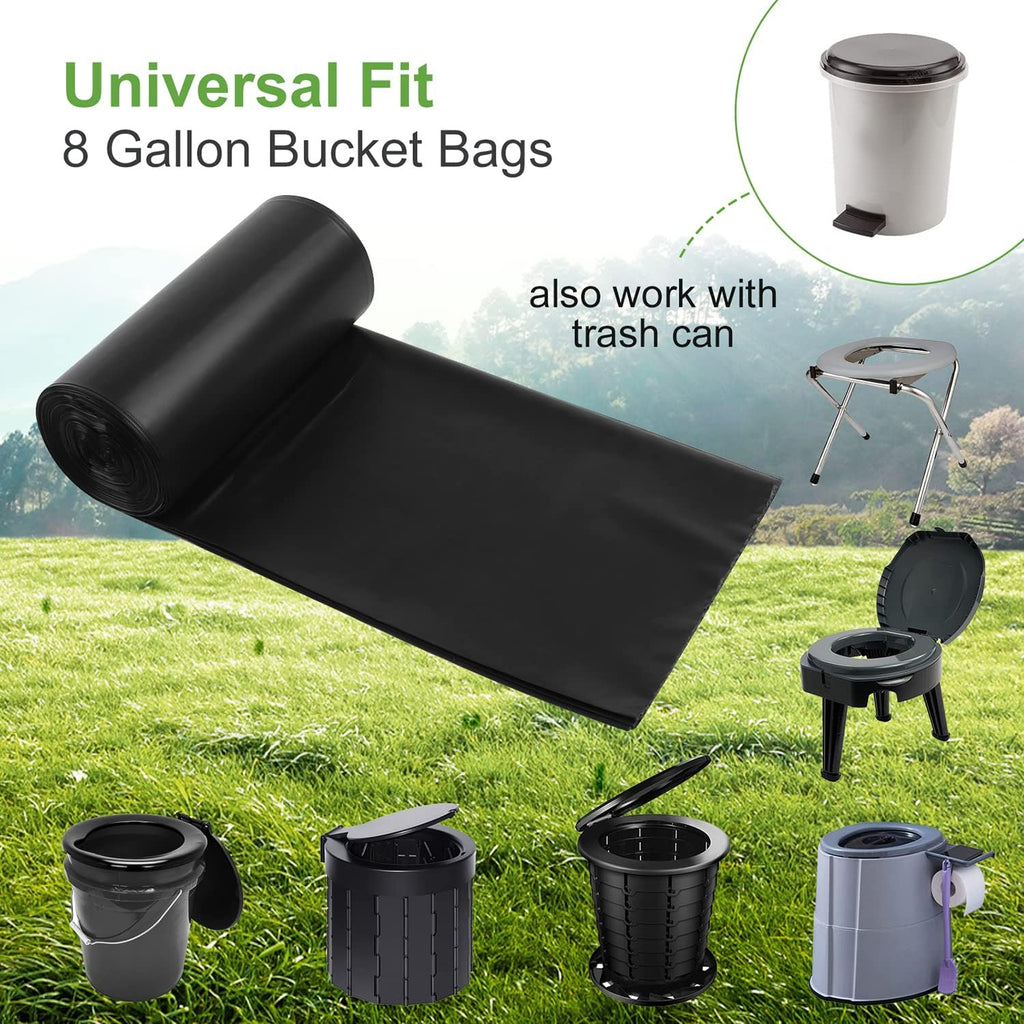 100 Portable Toilet Bags, Drawstring Biodegradable Camping Potty Bags 8 Gallon Waste Bags for 5-8 Gallon Bucket