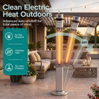 Infrared Patio Heater, 1500W Electric Standing with Remote Control, IP44 Approved, Odorless, Three Power Settings