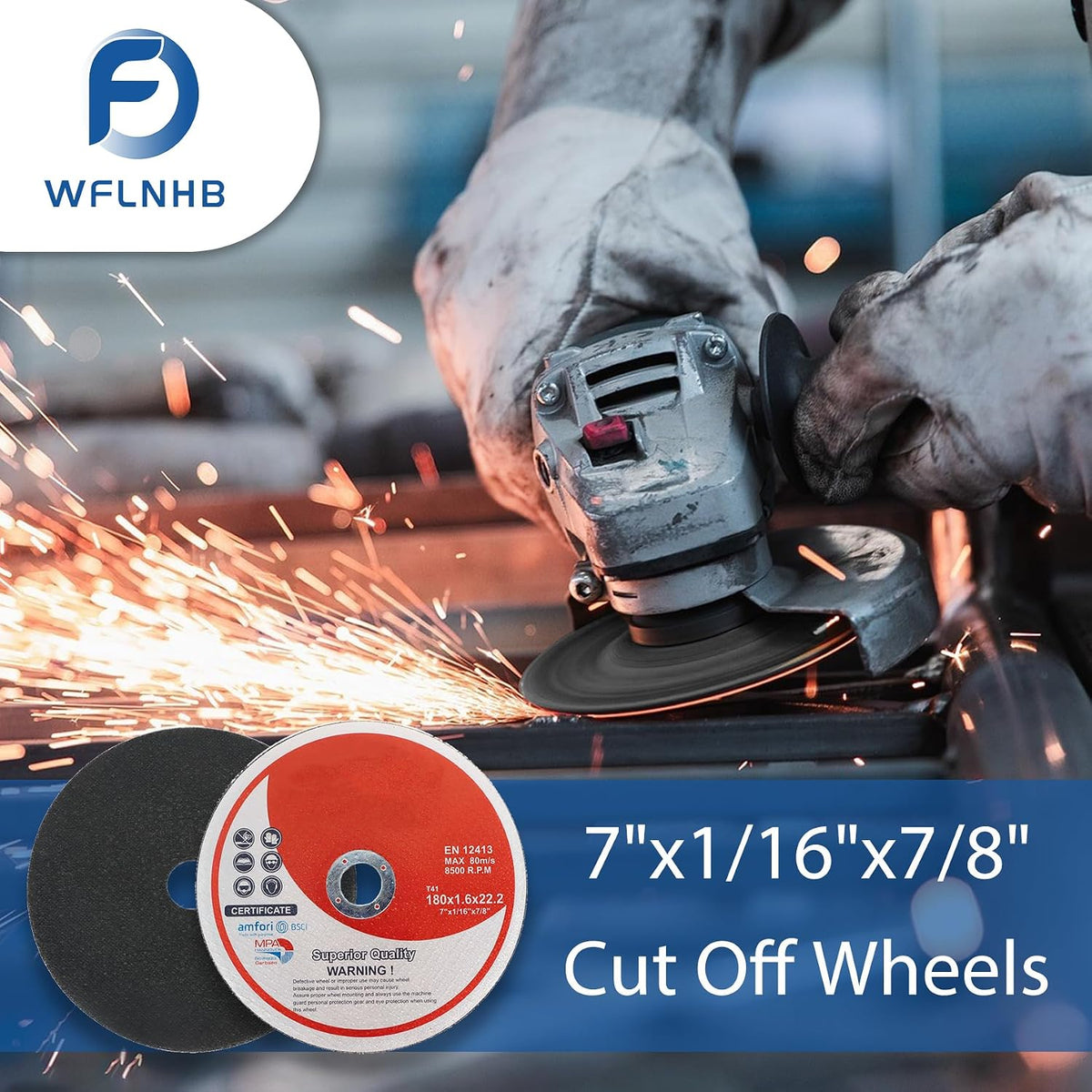 WFLNHB 100 Pack 7 Inch Cut Off Wheels 7 x 1/16 x 7/8 Inch