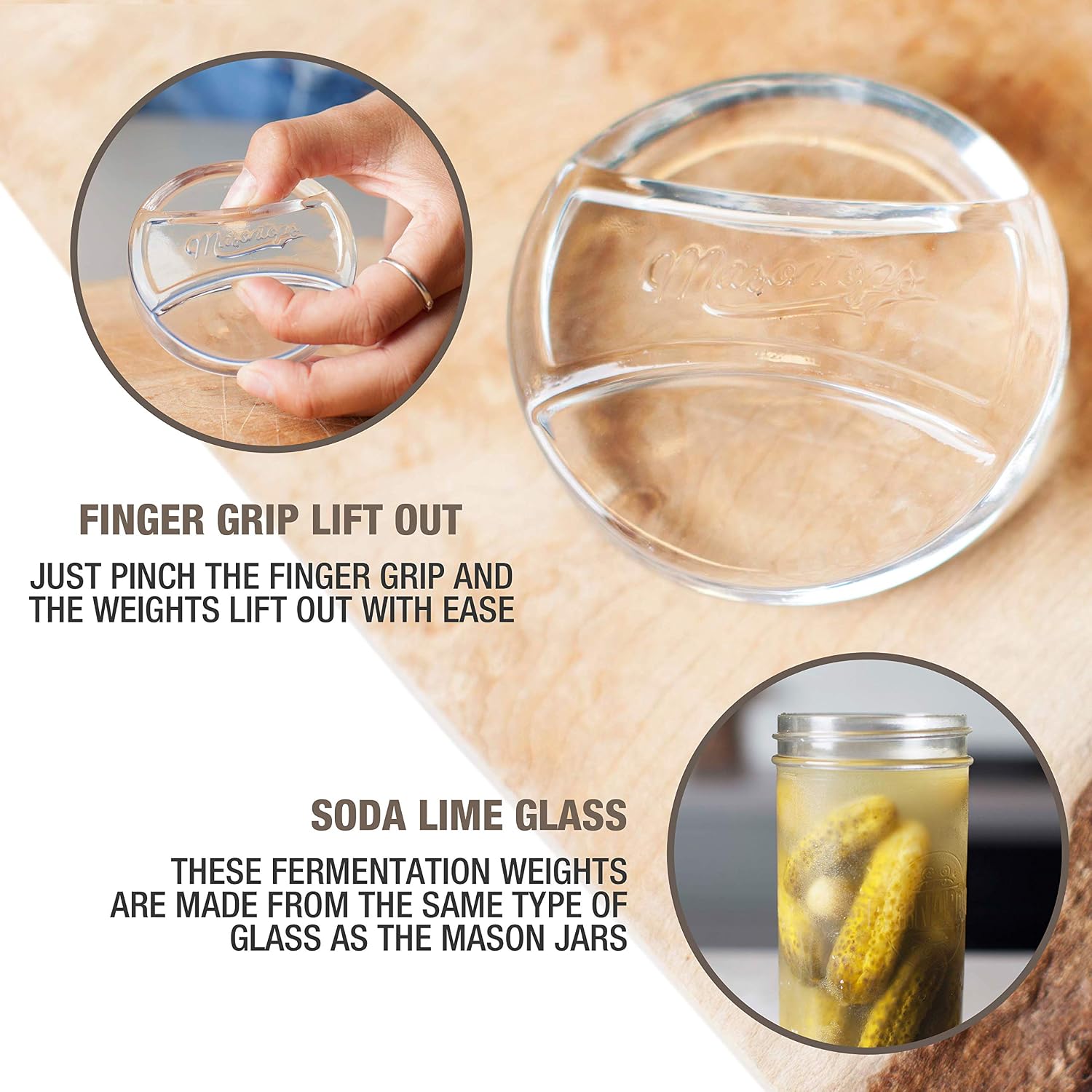 Pickle Pebble Glass Fermenting Weights - Pickling Fermentation Weight Set - Small Mouth Size For Mason Jar