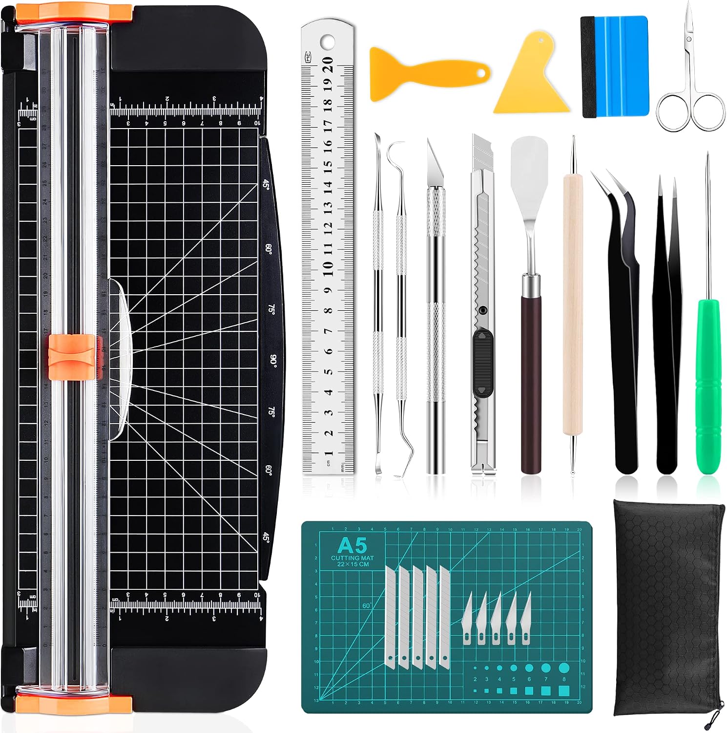 27PCS Craft Weeding Tools for Vinyl Kit,Utility Knife Vinyl Weeding Tool Set with 12Inch Paper Cutter Trimmer for