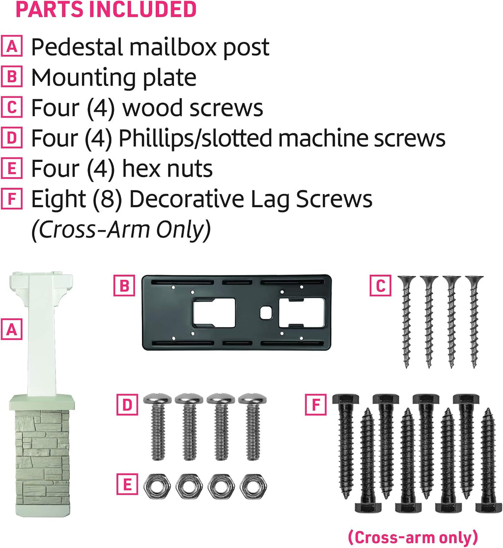 Premium Mailbox Post Set Cross-Arm Classic Coffee