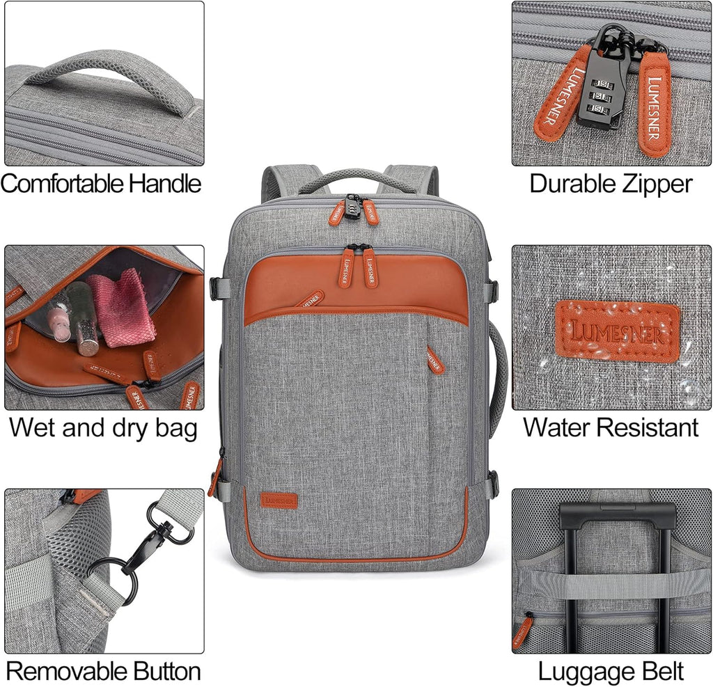 Carry on Travel Backpacks, Extra Large 40L Flight Approved Bag for Men & Women,Expandable Suitcase Backpack With 4
