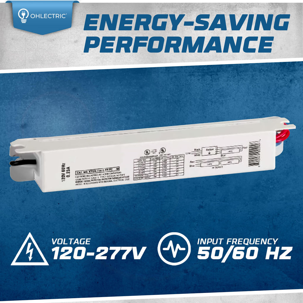 T5 Electronic Fluorescent Ballast, 1 Lamp, 120V, 2 Pack