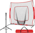 Baseball & Softball Training Net with Batting Tee, 7 x 7 ft. | Height-Adjustable Tee, Aluminum Frame, Large Sock Net