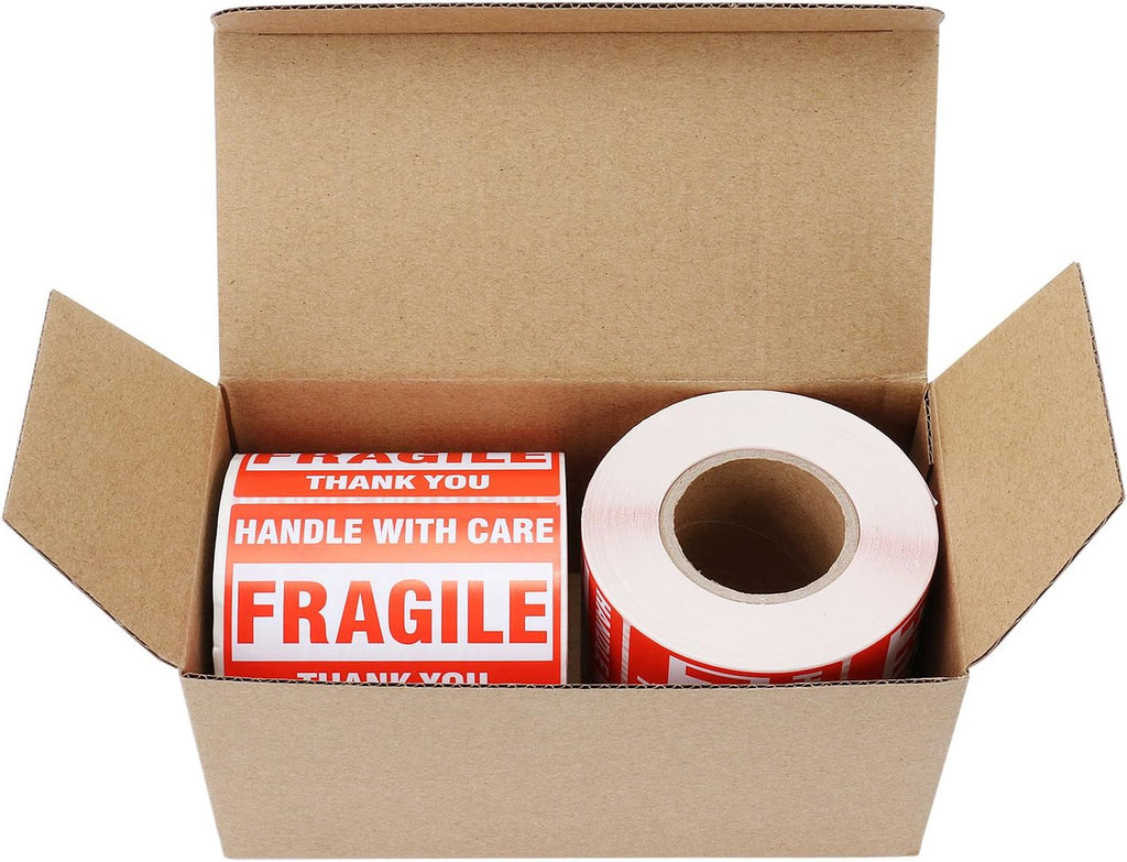 [2 Rolls, 1000 Labels] 2" x 3" Fragile Stickers Handle with Care Warning Packing/Shipping Labels - Permanent Adhesive