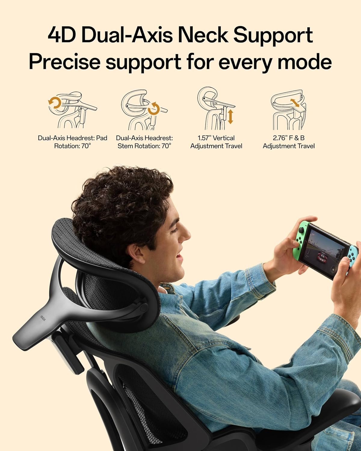 E3 Air 2026 Ergonomic Office Chair, 3-Zone Lumbar Support, Comfy Home Office Chair with Auto Recline, 4D Headrest &