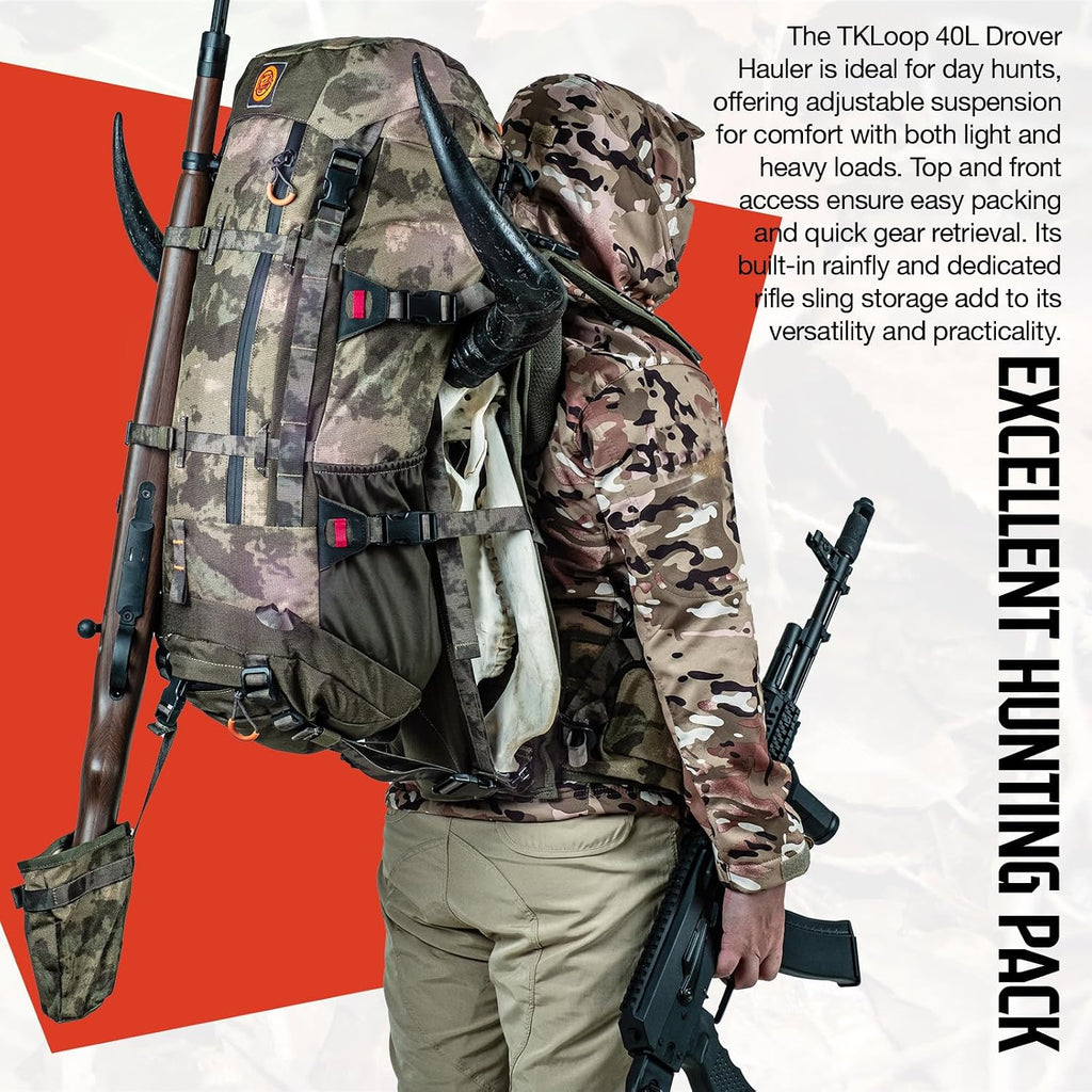 Hunting Pack for Men – Expandable Frame Backpack 40L, Water Resistant, with Meat Hauler, Rifle Holder & Shotgun Rest