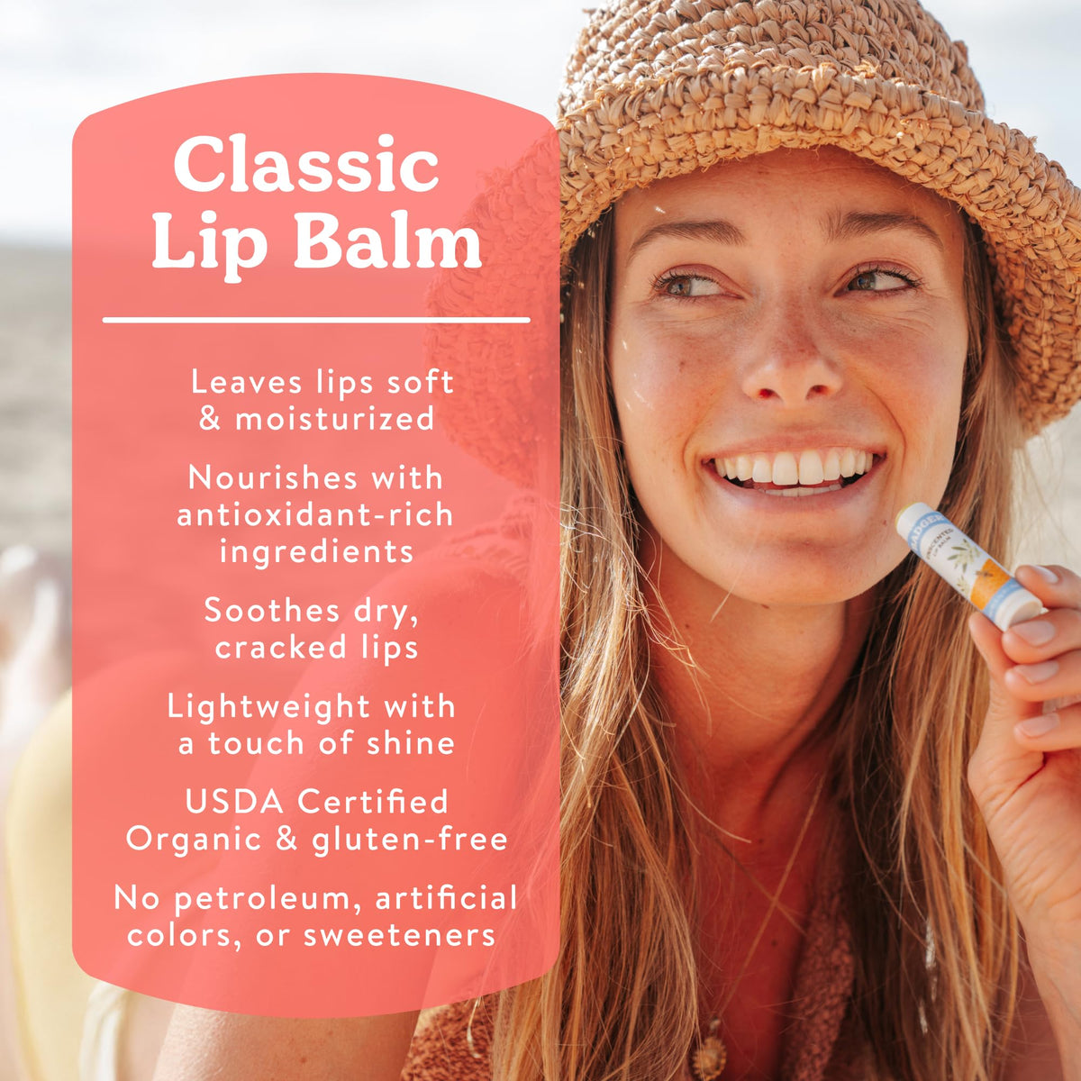 Pink Grapefruit Classic Organic Lip Balm, 4 Pack