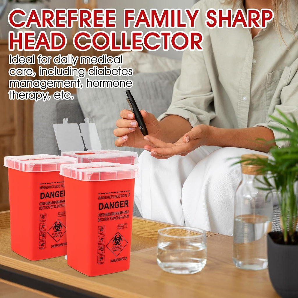 1 Quart (3-Pack) Sharps Container for Home Use, Needle Disposal Containers | Biohazard Containers, Syringe Disposal