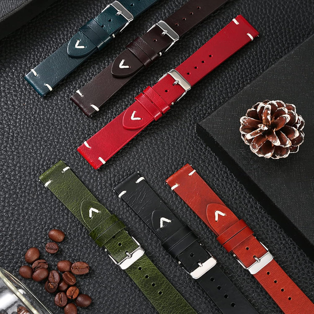 Vintage Leather Watch Band Quick Release Replacement Genuine Watch Strap 18mm 19mm 20mm 22mm for Men and Women