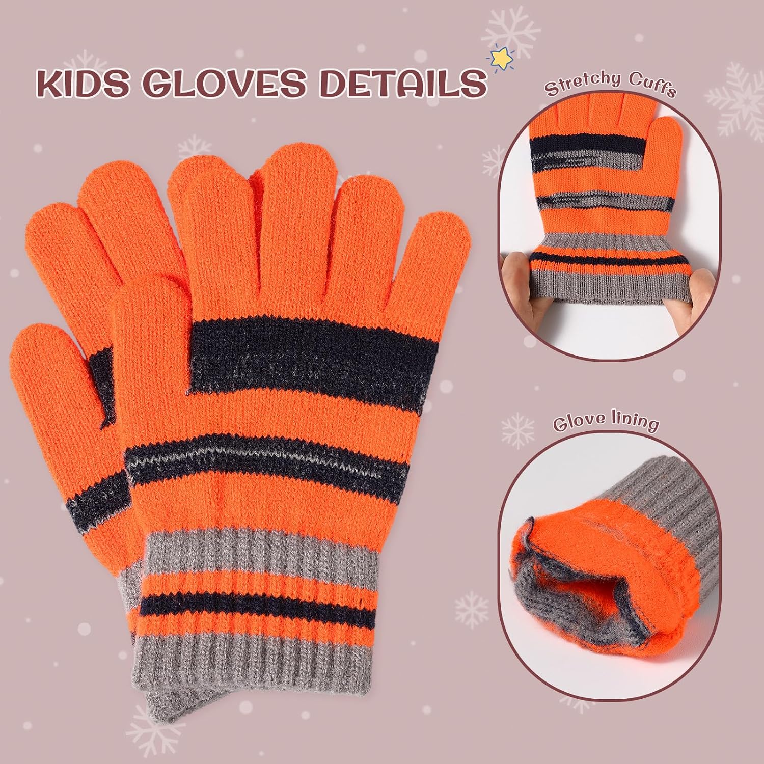 Kids Winter Hat Gloves Scarf Set: Girls Boys Beanie Fleece Lined Ages 6-10 | Kids Beanie Hats Gloves Neck Warmer Knit