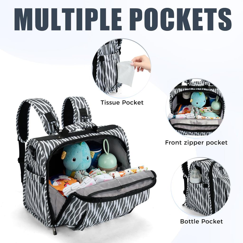 ALLCAMP Diaper Bag Backpack, Large Capacity, Portable Changing Pad