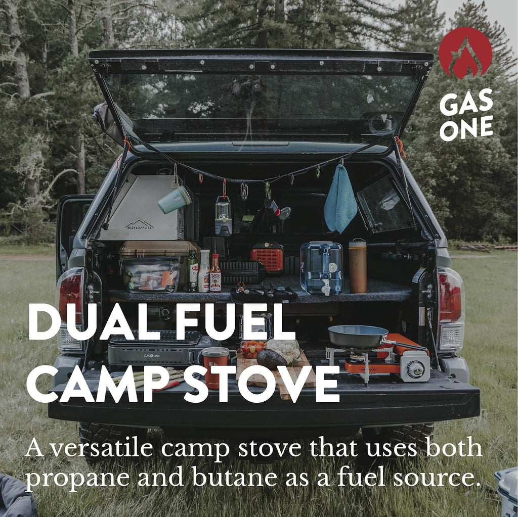 GasOne 15,000 BTU Propane or Butane Stove Dual Fuel Stove Portable Camping Stove - Patented - with Carrying Case