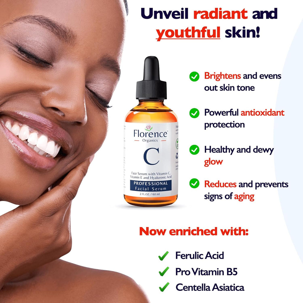 Vitamin C Serum For Face – Anti Aging Face Serum with Vitamin C, Hyaluronic Acid, Vitamin E. Brightening Formula.