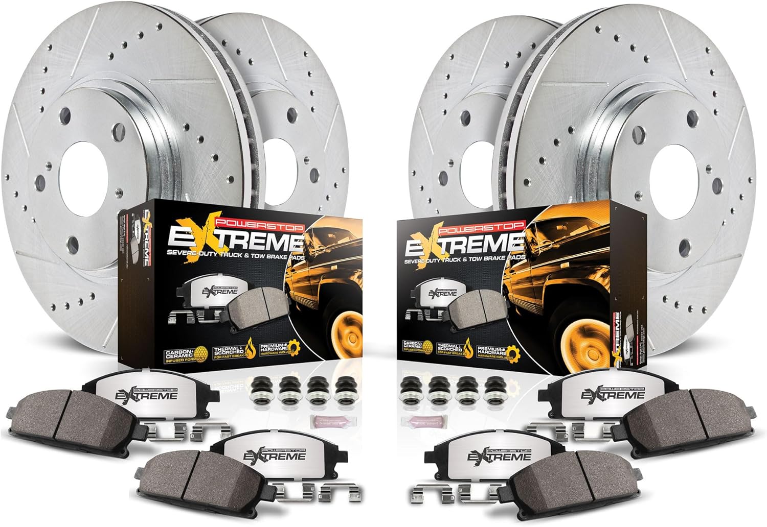 Front & Rear Brake Kit For Toyota Tundra 2007-21 |Land Cruiser 2016-21 |Sequoia 2008-22 - Truck & Tow Carbon Fiber