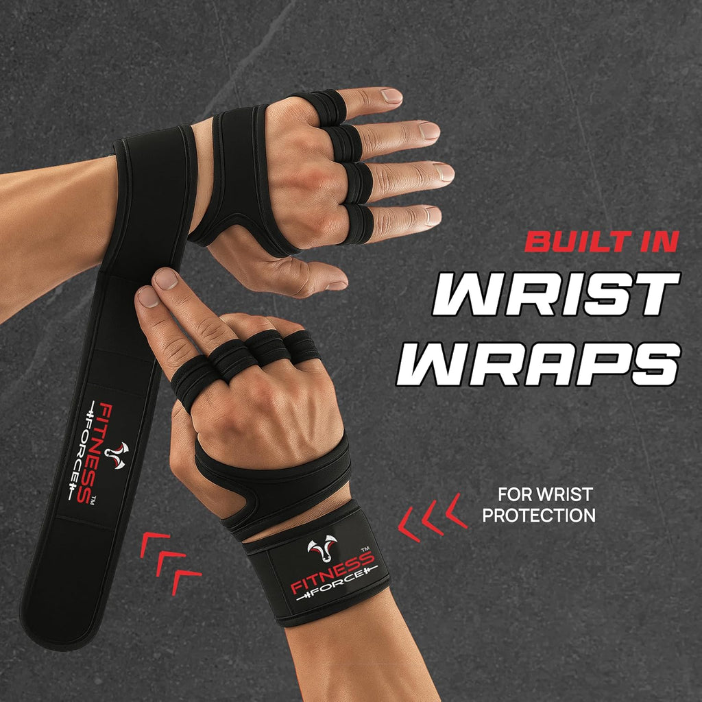 Ventilated Weight Lifting Workout Gloves for Men & Women | Gym Gloves for Men & Women with Built-in Wrist Wraps for