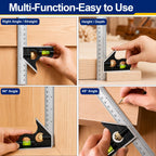 Combination Square 6 Inch, Adjustable Combo Square with Bubble Level