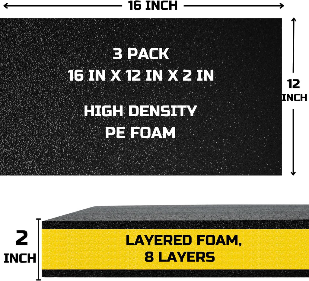 Tool Box Foam Organizer 16x12x2 inch 3Pack, Kaizen Sheets for Pro Tool Control, Custom Tool Shadow Inserts for Cases