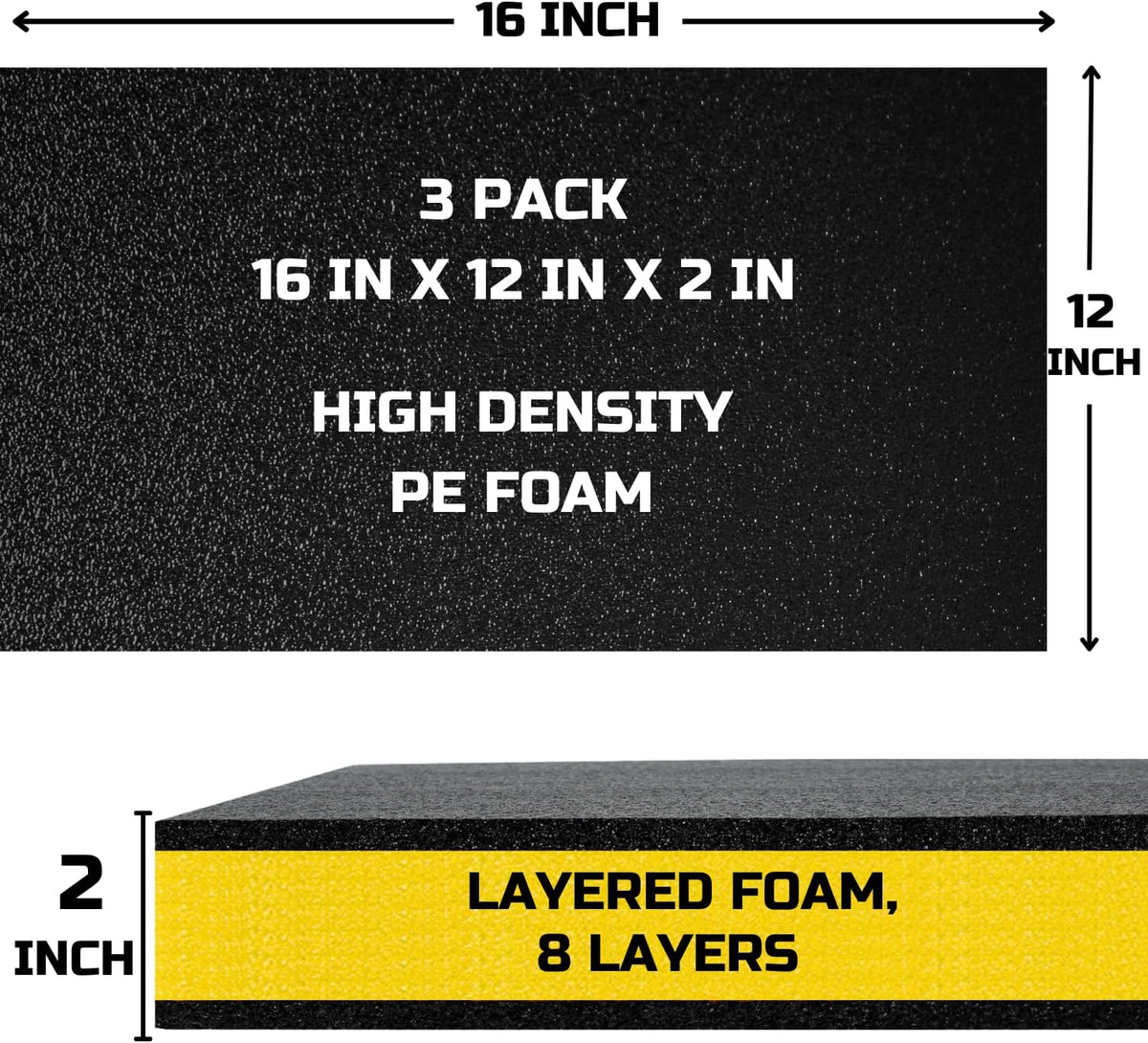 Tool Box Foam Organizer 16x12x2 inch 3Pack, Kaizen Sheets for Pro Tool Control, Custom Tool Shadow Inserts for Cases